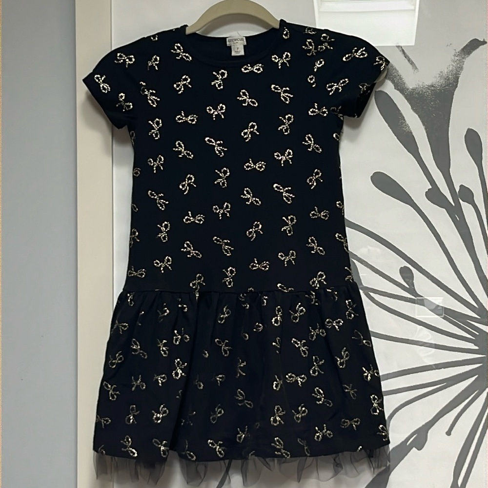 Crewcuts black dress tulle metallic gold bows 7